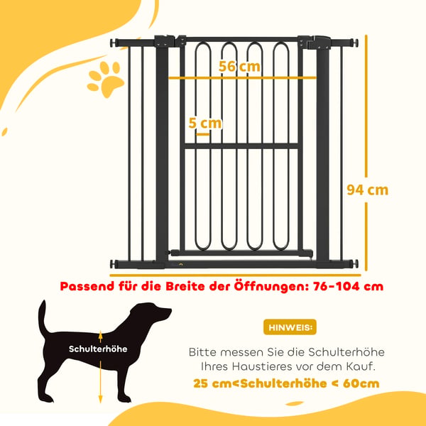 Hundegitter, Justerbar Dørsikring uden Boring, Sort Plastik, 76-104 cm