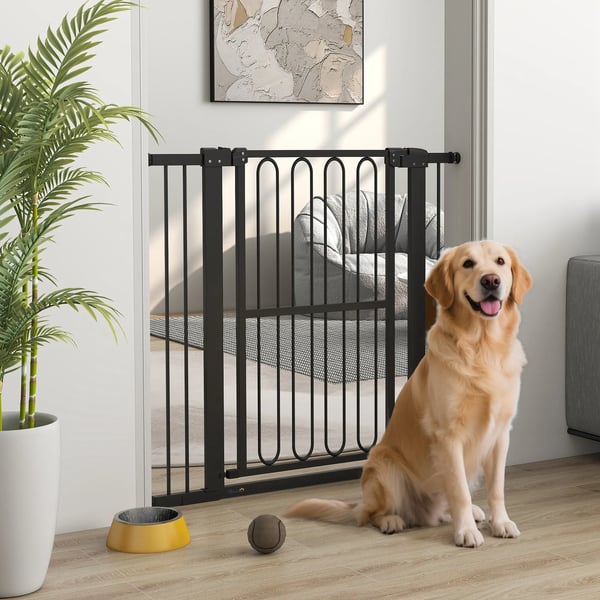 Hundegitter, Justerbar Dørsikring uden Boring, Sort Plastik, 76-104 cm