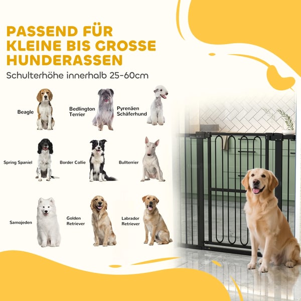 Hundegitter, Justerbar Dørsikring uden Boring, Sort Plastik, 76-104 cm