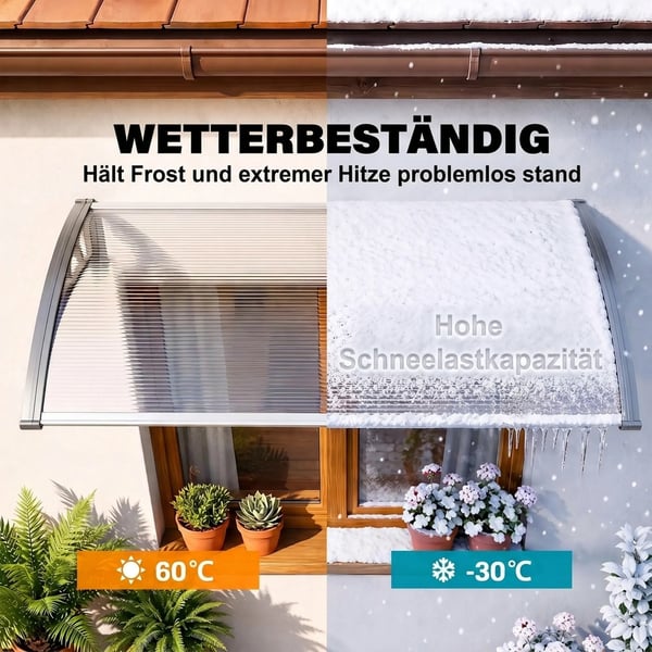 dørbaldakin, beskyttelse mod regn, vind og hagl, polycarbonat, aluminium, 110 x 60 x 18 cm, grå