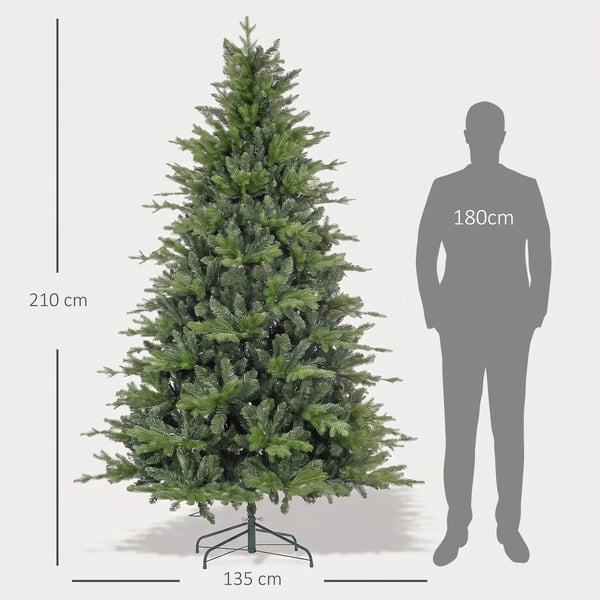Julgran 150 cm Konstgjord tall med konstsnö, 358 grenspetsar, stativ Julgran för julfirande, Inomhus, Grön | Aosom
