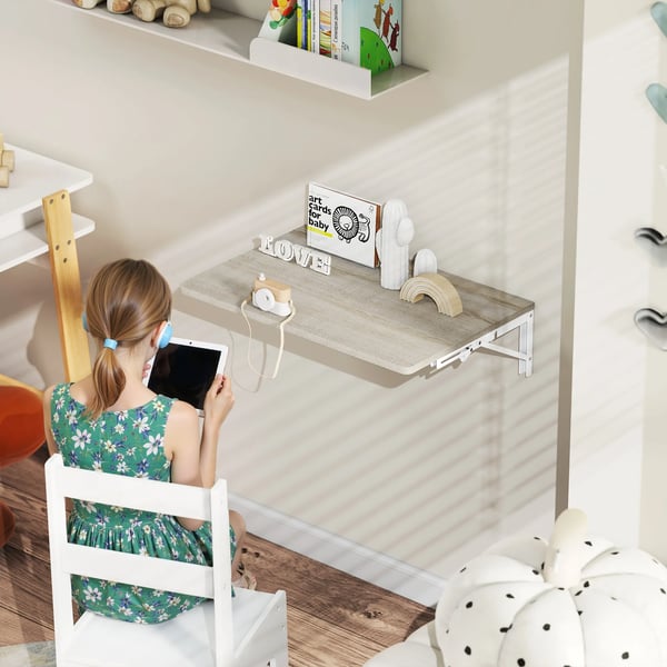 Vægklapbord Eg 60x40 cm - Pladsbesparende Vægmonteret Skrivebord