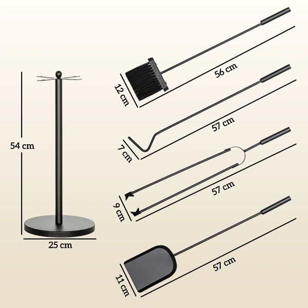 Eldsställ (5-delat, Metall, Svart)