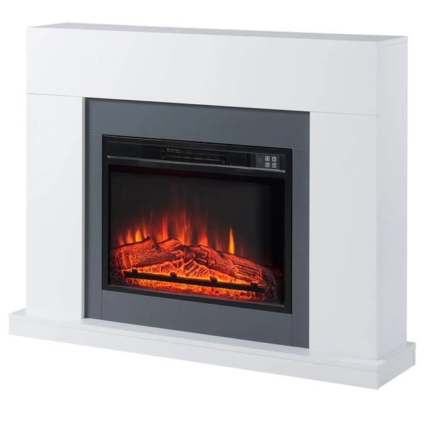 Elektrisk Elstad St'ende med Flamm-Effekt, 1800/2000W - Vit MDF & Glas