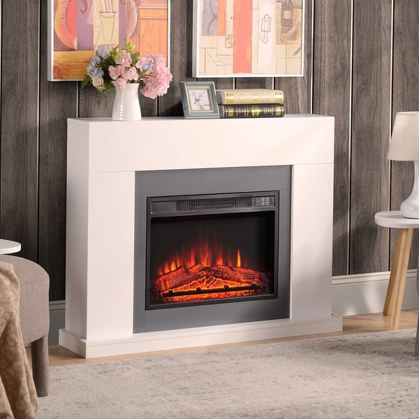 Elektrisk Elstad St'ende med Flamm-Effekt, 1800/2000W - Vit MDF & Glas
