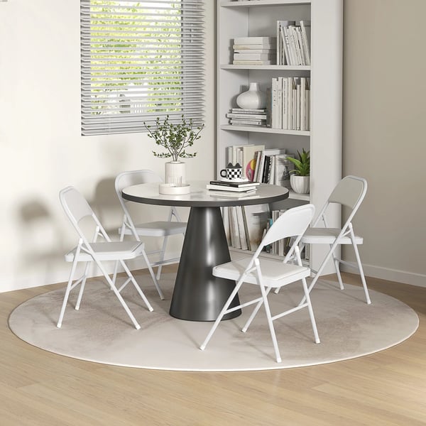 4-pack hopfällbara stolar, extra sittplatser i konstläder, vit