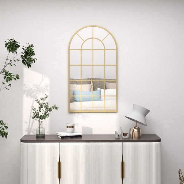 Vægspejl 110x65cm Dekorativt Spejl med Metalramme i Guld - Aluminium/Glas