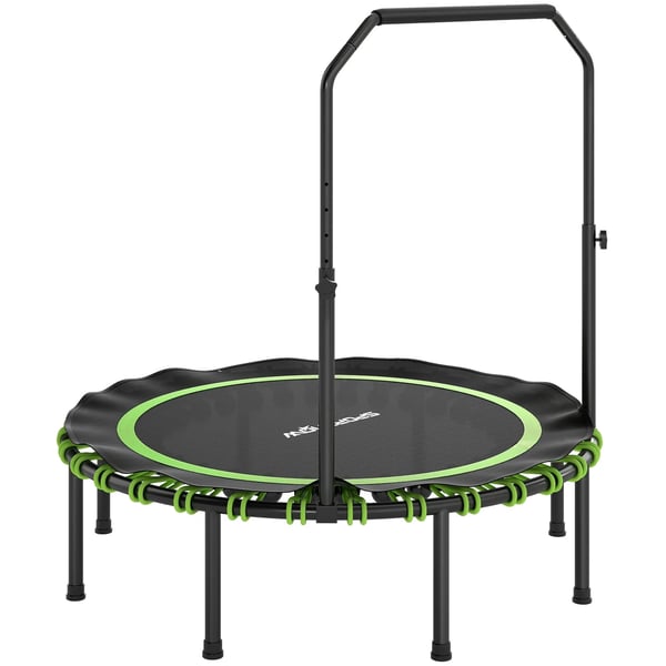 Fitness Trampolin m. justerbart håndtag, stål/plastik, grøn, Ø122cm