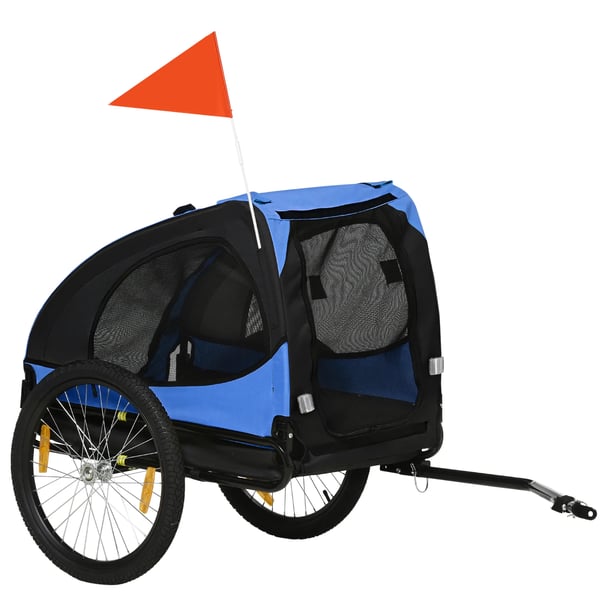 Cykeltrailer för hundar – hopfällbar, blå, Oxfordtyg/polyester, 140 x 71 x 83 cm