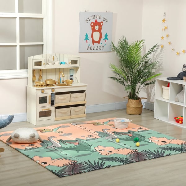 Babylegemåtte 196x176x1,5cm, Foldbar, Vendbar, XPE Skum, Flerfarvet
