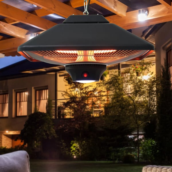 terrassevarmer loftvarmer varmelegeme fjernbetjening LED-belysning 2000W 43x43x25cm