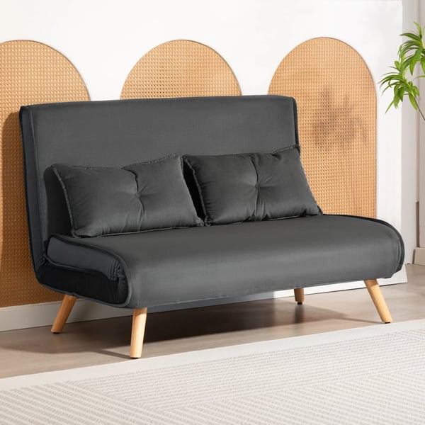 2-sits bäddsoffa, justerbar, mörkgrå polyester