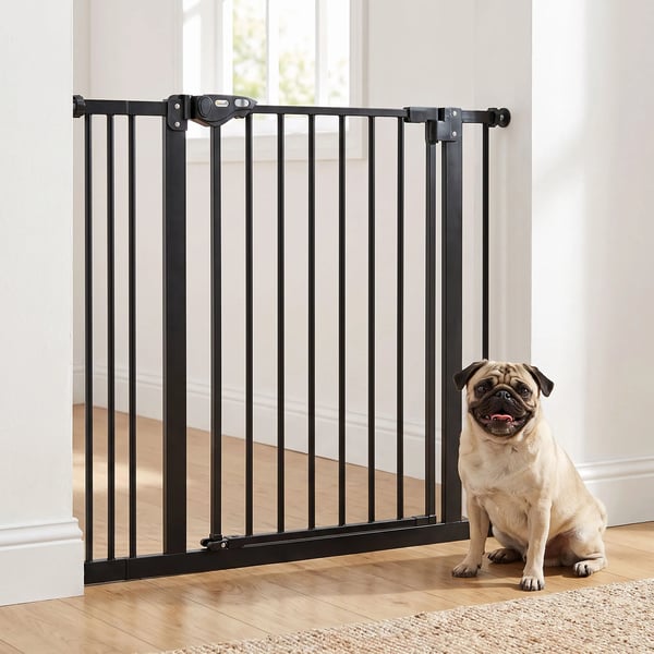 Hundegitter til dørområder og trapper - Metal/Plast, Sort - 74-87 cm justerbart sikkerhedsgitter