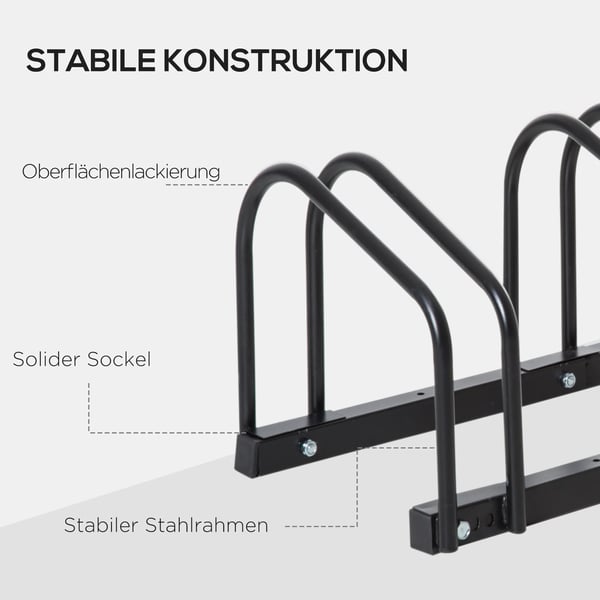cykelstativ cykelholder opstillingsstativ vejrbestandigt holdbart gulv- og vægmontering stål til 6 cykler sort 179 x 33 x 27 cm