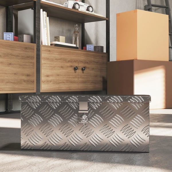 værktøjskasse opbevaringskasse i aluminium med lås og nøgler 50 x 15,5 x 20,5 cm