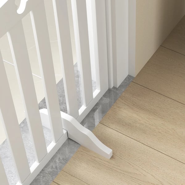 4-delt hundegitter, 207,5x61 cm, foldbart, fritstående, hvidt MDF