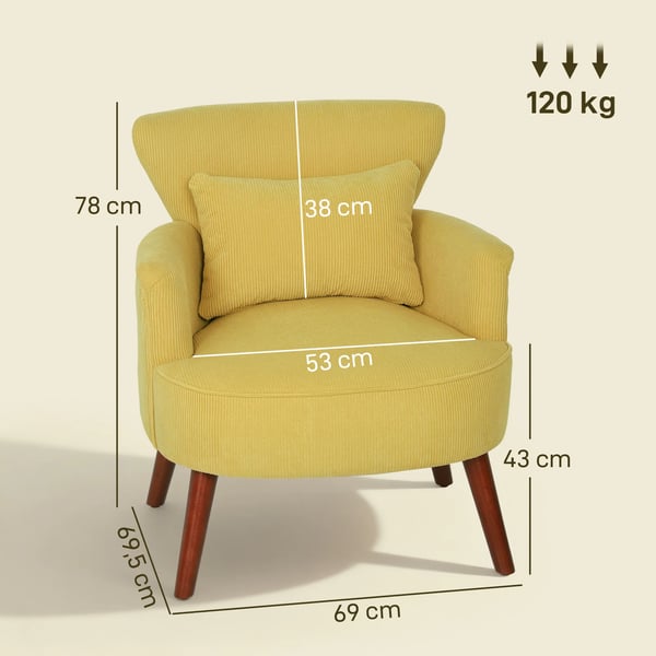 Lænestol, Stol med lændepude, Polyester, Gul