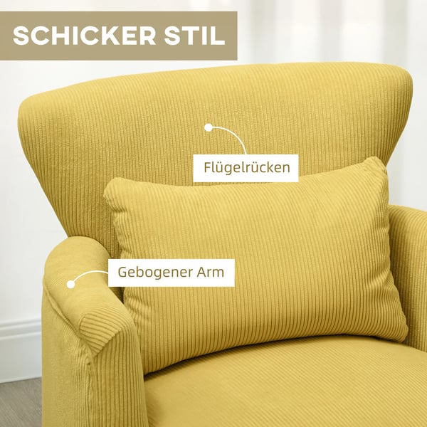 Lænestol, Stol med lændepude, Polyester, Gul
