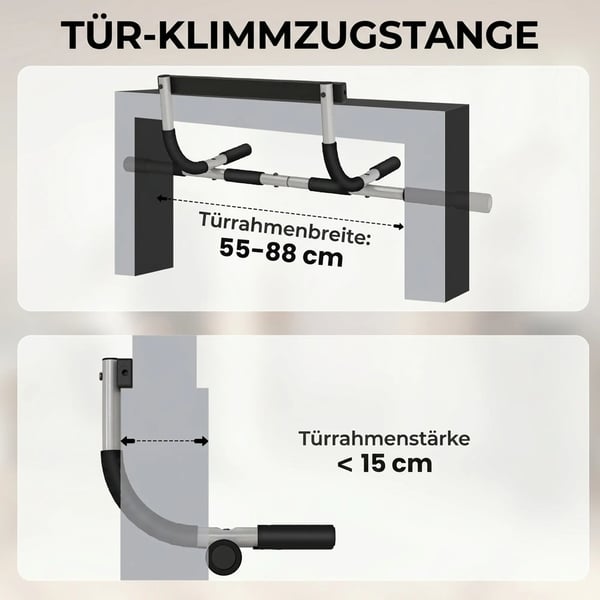 Monitoiminen Vetotanko Oveen, Teräs, Musta/Harmaa, 92x40x17cm