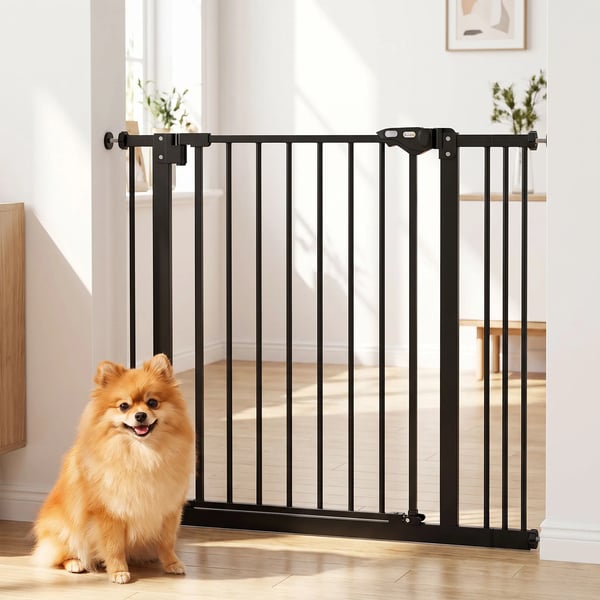 Lemmikkieläinportti, Turvaportti Koirille & Kissoille, 74-87cm, Metallia/Muovia, Musta