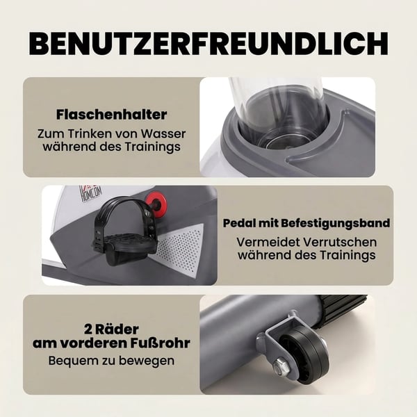 Liggande Träningscykel, Magnetisk Motionscykel med LCD-skärm, Grå/Silver Metall
