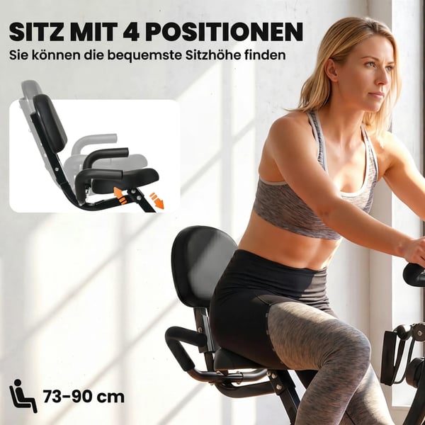 Hopfällbar Motionscykel med 8-stegs Magnetiskt Motstånd och Spännband, Svart Stål
