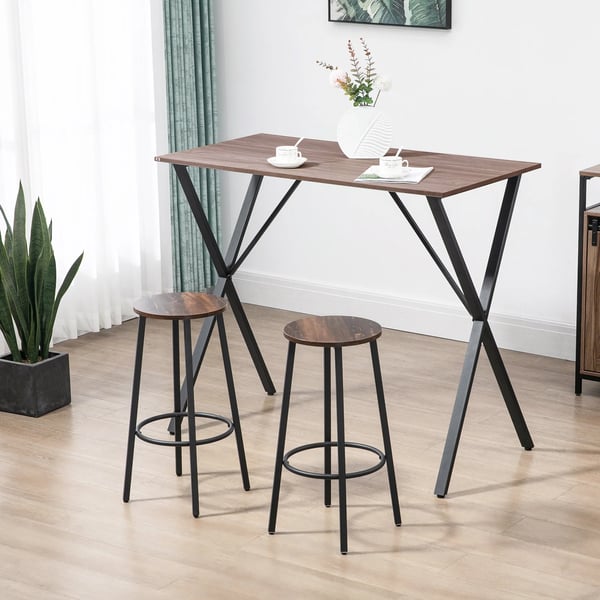 Barstolar, set med 2, stålram, rustik brun/svart, industriell stil