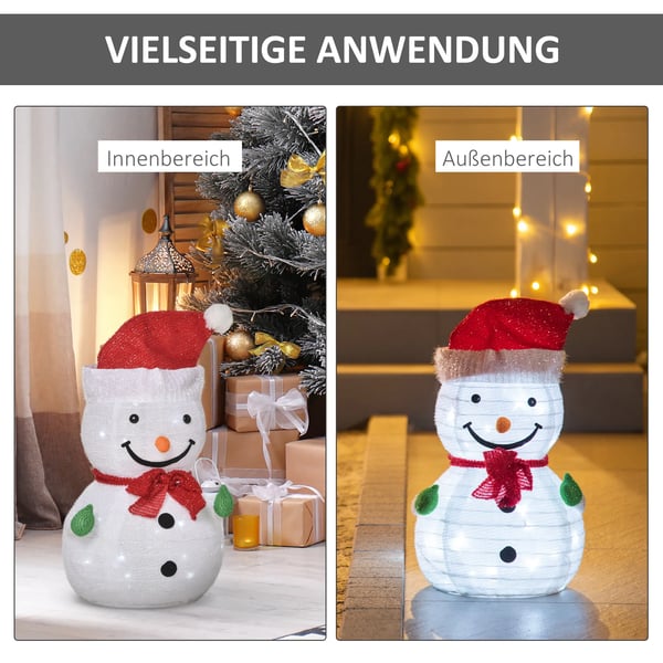 sammenklappelig LED-julesnemand, grøn, rød og hvid, Ø30 x 51 cm