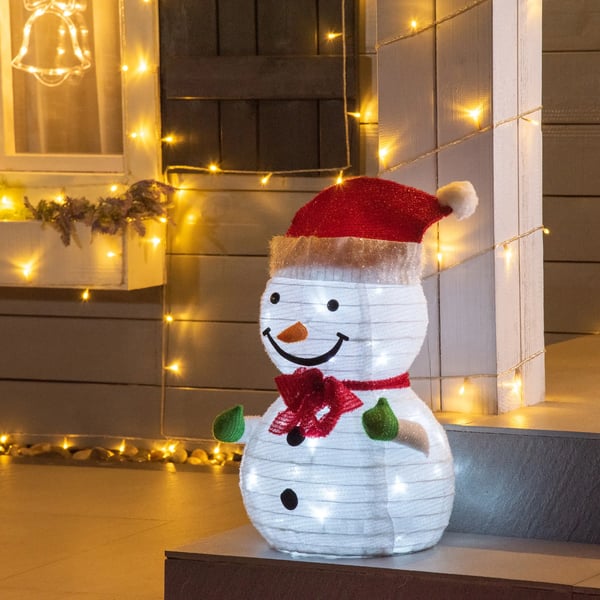 sammenklappelig LED-julesnemand, grøn, rød og hvid, Ø30 x 51 cm