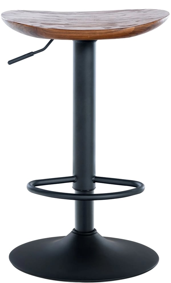 Set med 4 Skelde Barstolar i Valnötsträ med Matt Svart Metallram (Justerbar Höjd, 360° Svängbar) - 56-80cm H x 41cm B