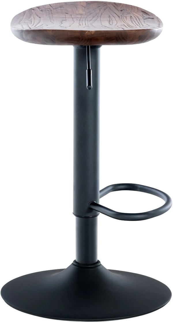 Set med 4 Skelde Barstolar i Valnötsträ med Matt Svart Metallram (Justerbar Höjd, 360° Svängbar) - 56-80cm H x 41cm B