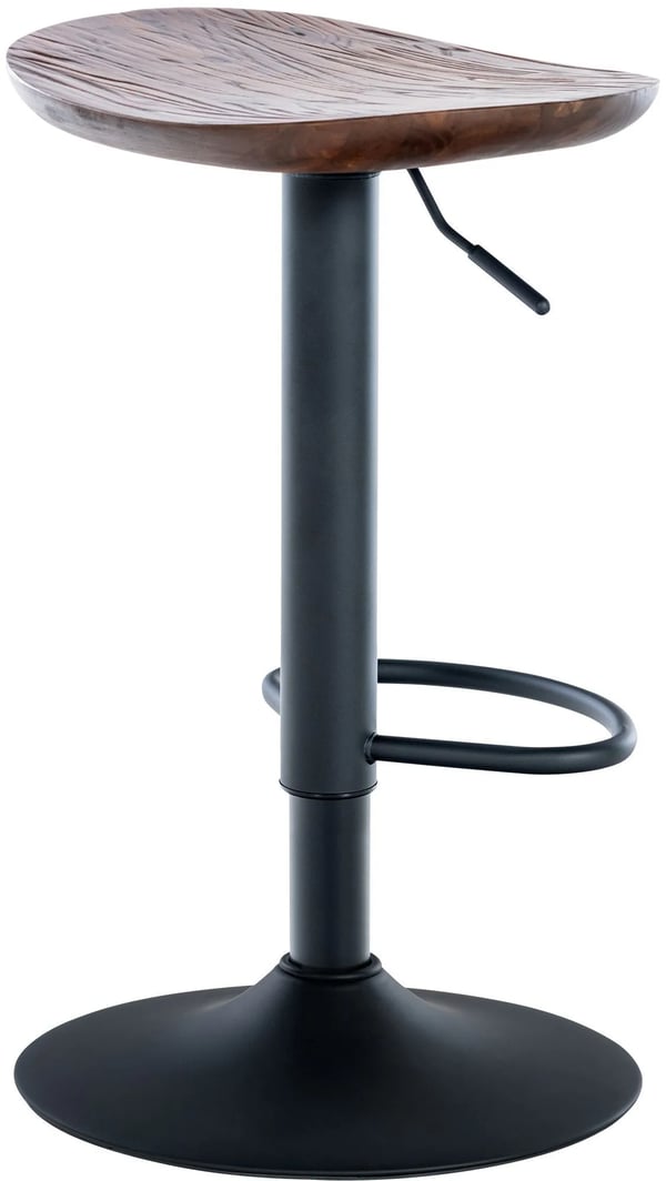 Set med 4 Skelde Barstolar i Valnötsträ med Matt Svart Metallram (Justerbar Höjd, 360° Svängbar) - 56-80cm H x 41cm B