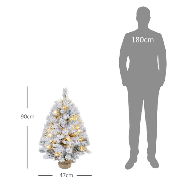 Kunstigt Juletræ, 90 cm, 133 grene, LED lys, betonfod, Grøn