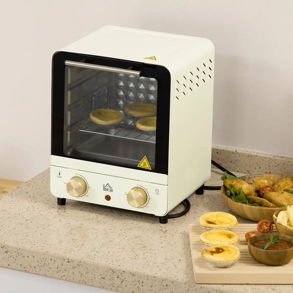 Miniovn 15L med Varmluft (1000W) - Cremefarvet, 60-230°C, inkl. tilbehør