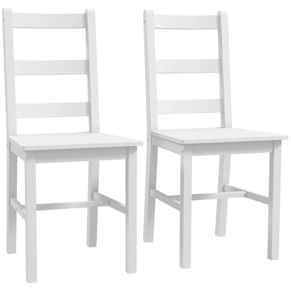 HOMCOM Matsalsstolar 2-pack Vit Furu med Ryggstöd - 90cm Höjd