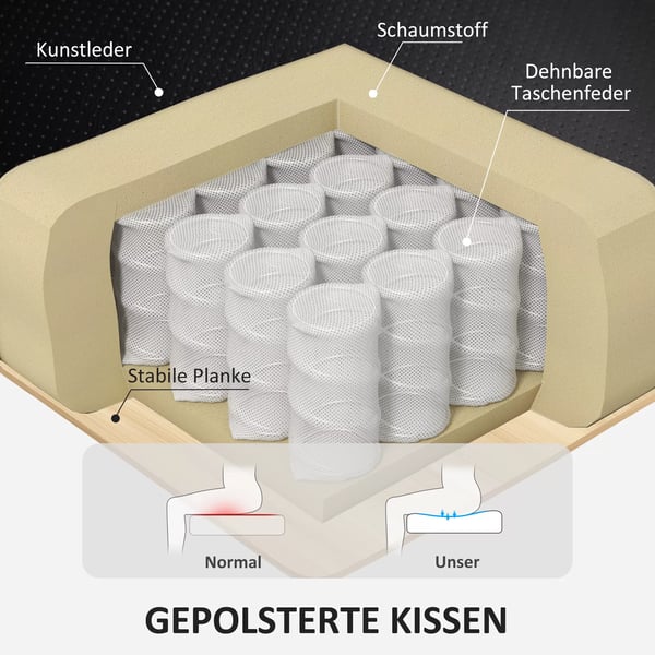 HOMCOM afslapningsstol med skammel, 360° drejelig TV-stol med liggefunktion, lænestol med posefjedre til stuen, kunstlæder, sort