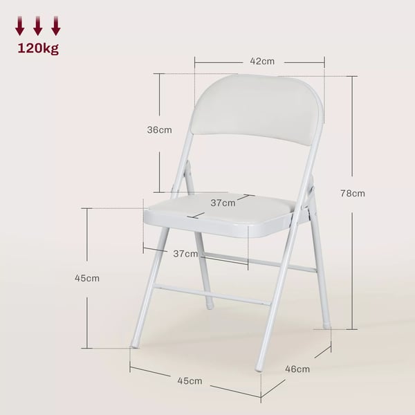 4-pack hopfällbara stolar, extra sittplatser i konstläder, vit