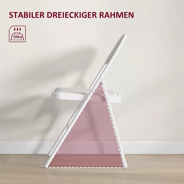 4-pack hopfällbara stolar, extra sittplatser i konstläder, vit