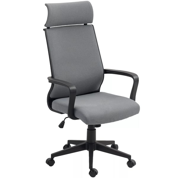 HOMCOM Ergonomisk Kontorsstol, Skrivebordsstol med Höjdjustering, Dunkelgrå, Polyester