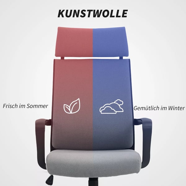 HOMCOM Kontorstol Mørkegrå Kunstuld Ergonomisk Skrivebordsstol med Justerbar Højde og Vip