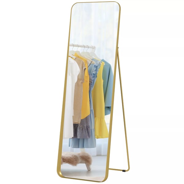 HOMCOM Fuldkropsspejl 160x50cm - Guld Metal/Glas - Elegant Stående Vægspejl
