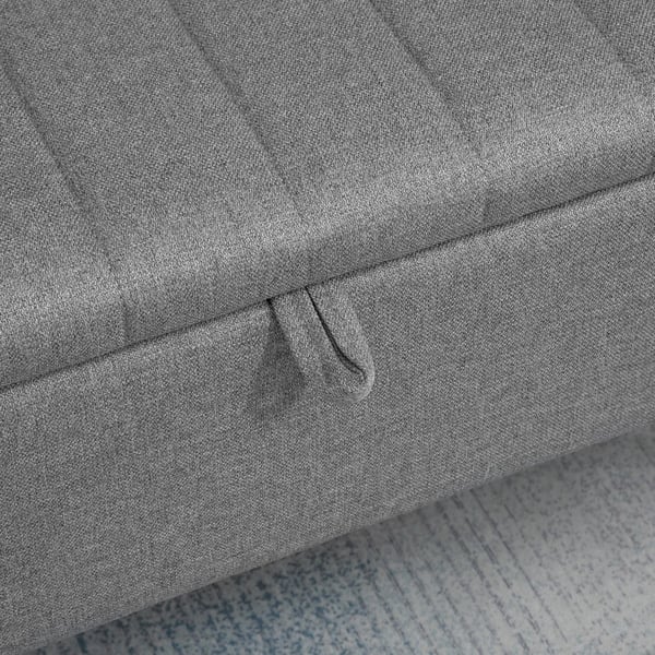 HOMCOM Polstret Opbevaringsbænk med Linnedlook - Grå, 102 x 40 x 44 cm