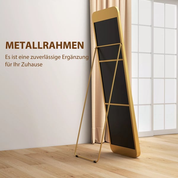 HOMCOM Fuldkropsspejl 160x50cm - Guld Metal/Glas - Elegant Stående Vægspejl