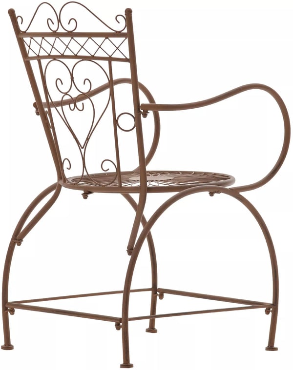 Sheela Havestol - Antikbrun Metal, Håndlavet Nostalgisk Design, Udendørs Havemøbler (60 x 48 x 88 cm)