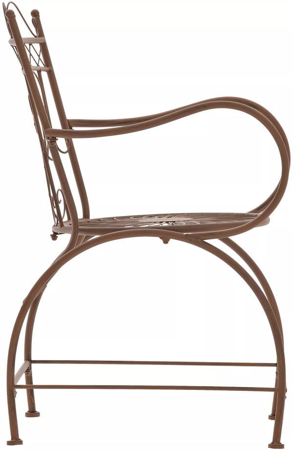 Sheela Havestol - Antikbrun Metal, Håndlavet Nostalgisk Design, Udendørs Havemøbler (60 x 48 x 88 cm)