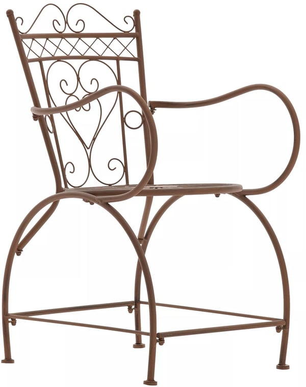 Sheela Havestol - Antikbrun Metal, Håndlavet Nostalgisk Design, Udendørs Havemøbler (60 x 48 x 88 cm)