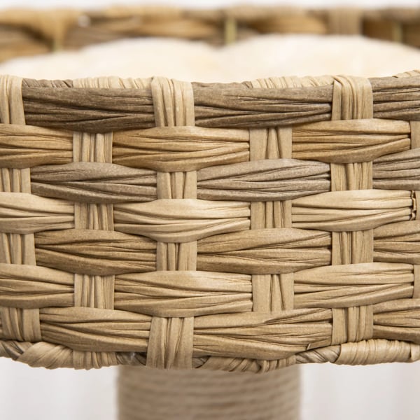PawHut Kradsetræ Rattan med Kattehule & Sisalstammer, Legetøjsbold, 95 cm, Natur/Beige