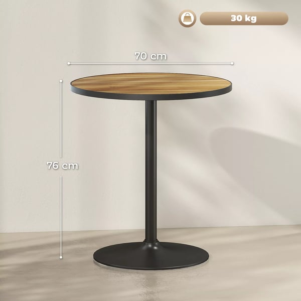 HOMCOM spisebord, rundt køkkenbord, moderne spisebord med bordplade i træ-look til 4 personer, sofabord til stuen, Ø70 x 76 cm, eg