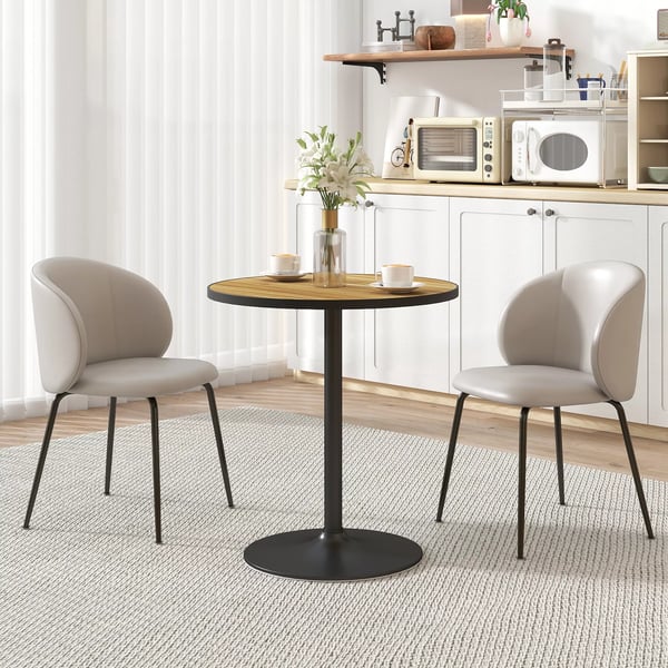 HOMCOM spisebord, rundt køkkenbord, moderne spisebord med bordplade i træ-look til 4 personer, sofabord til stuen, Ø70 x 76 cm, eg