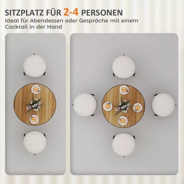 HOMCOM spisebord, rundt køkkenbord, moderne spisebord med bordplade i træ-look til 4 personer, sofabord til stuen, Ø70 x 76 cm, eg